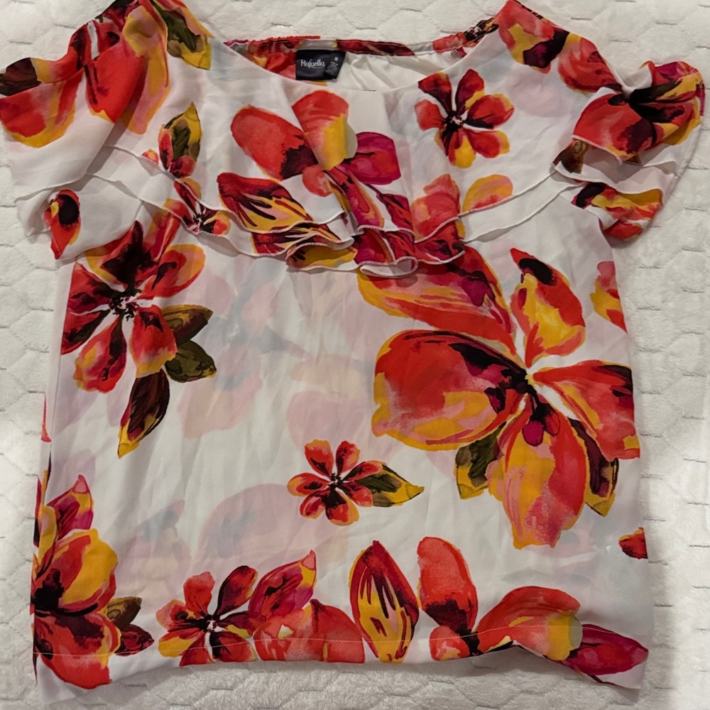 Rafaella Floral Blouse - Red and Yellow